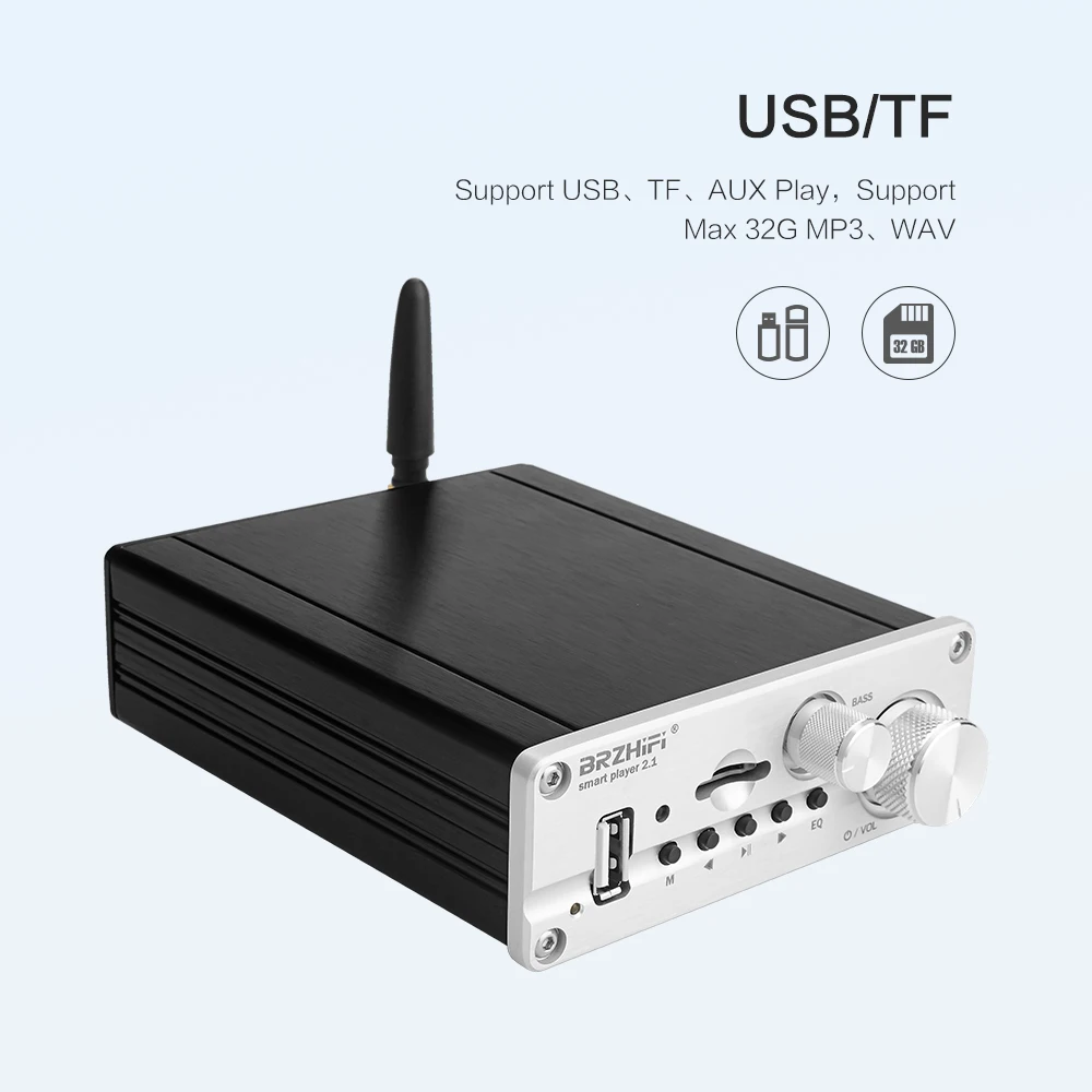 2,1 TPA3116 Bluetooth 5,0 аудио усилитель мощности сабвуфера 50Wx2+ 100 Вт USB AUX усилитель цифровой Hifi домашний усилитель