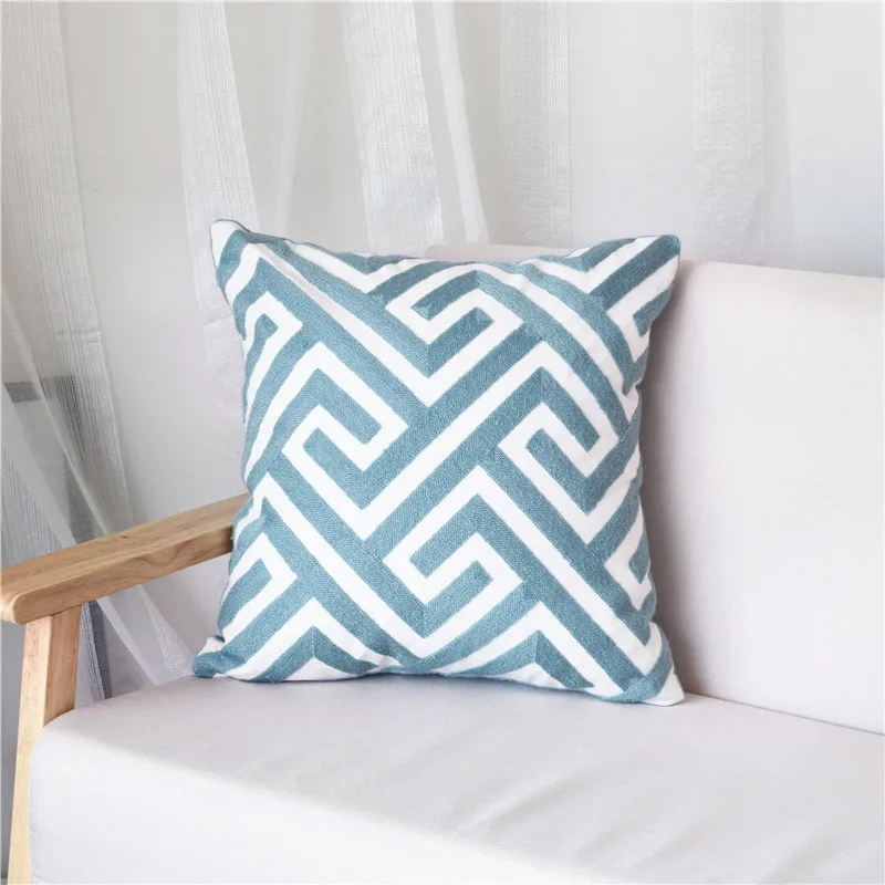 Прямая поставка хлопковая холщовая наволочка с вышивкой и цветами для подушки