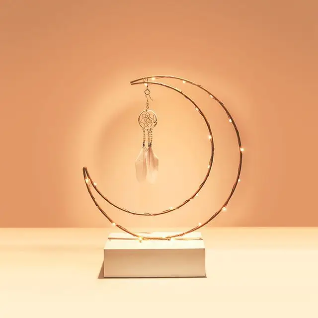 Girl bedroom decoration battery power lamp Photo decorative props Dream catcher iron led night light Moon light strip