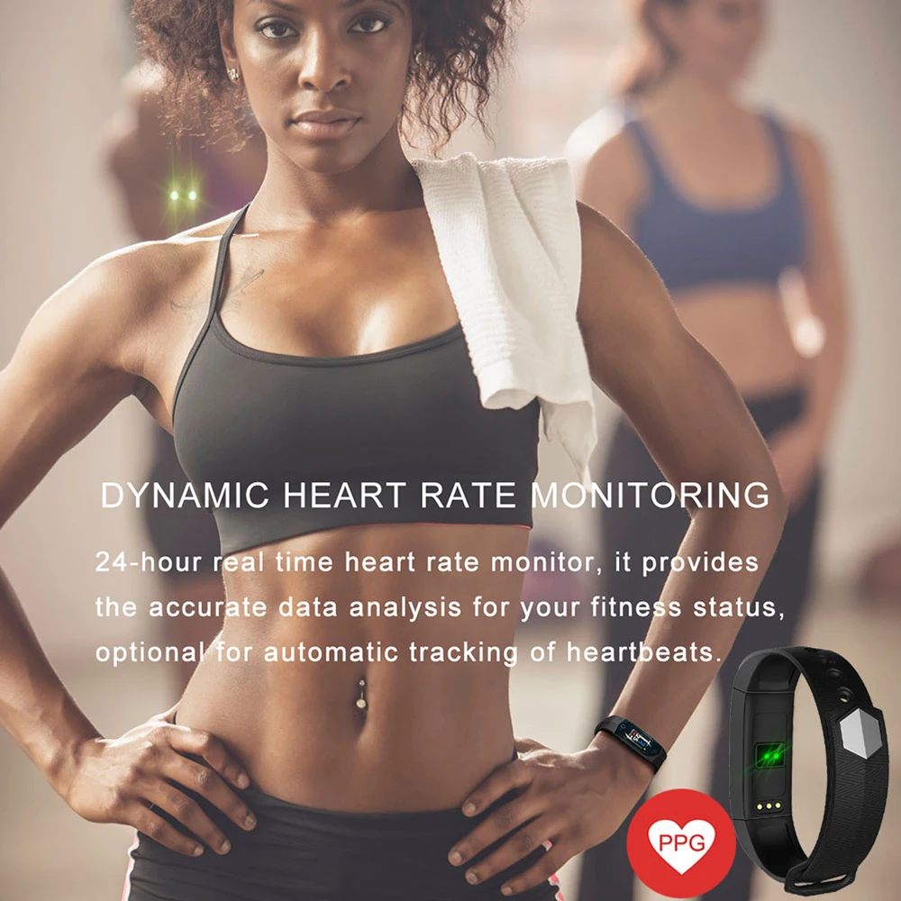 Lymoc Водонепроницаемый Фитнес браслет Bluetooth Спорт Браслет Смарт Часы Heart Rate трекер
