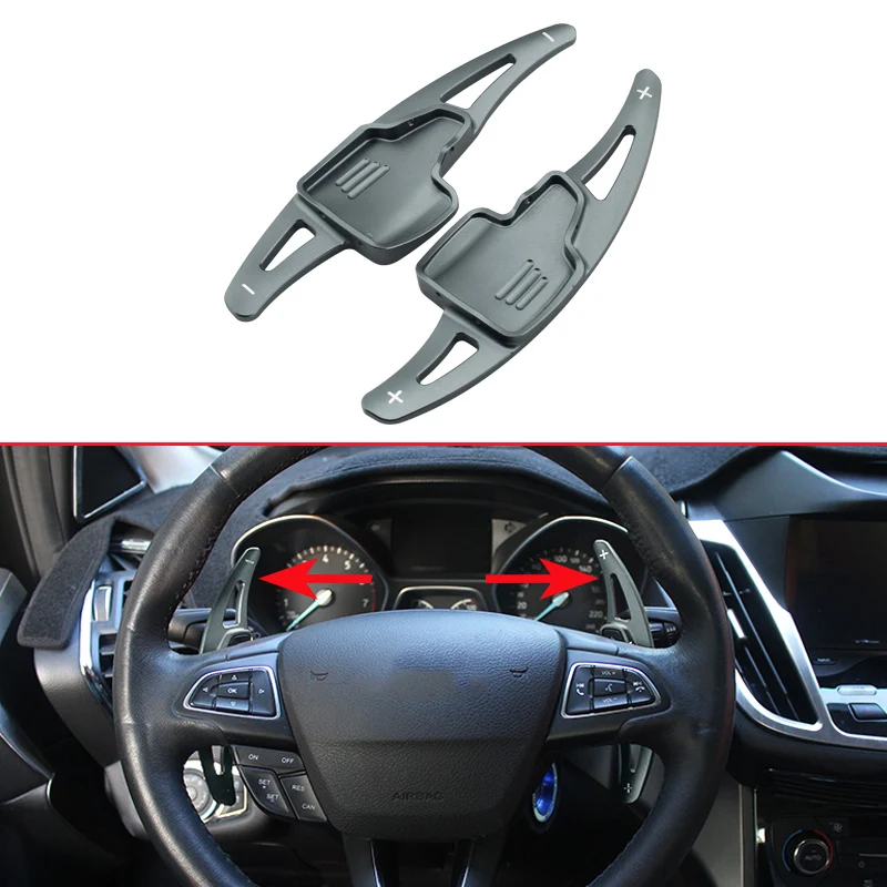 

Car Steering Wheel Gear Shifter Aluminum Gray Comfortable Ex Paddle Covers W/ Screws Mount For Ford Focus Escape Kuga 2017 2018