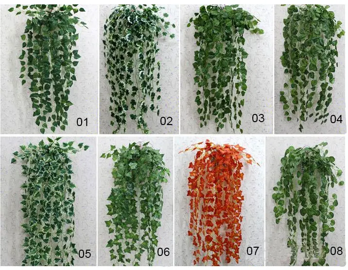 80CM 2pcs/lot Bar Restaurant Decoration Artificial Plastic Simulation Climbing Vines Green Leaf Ivy Rattan Home Decor plants|home decoration