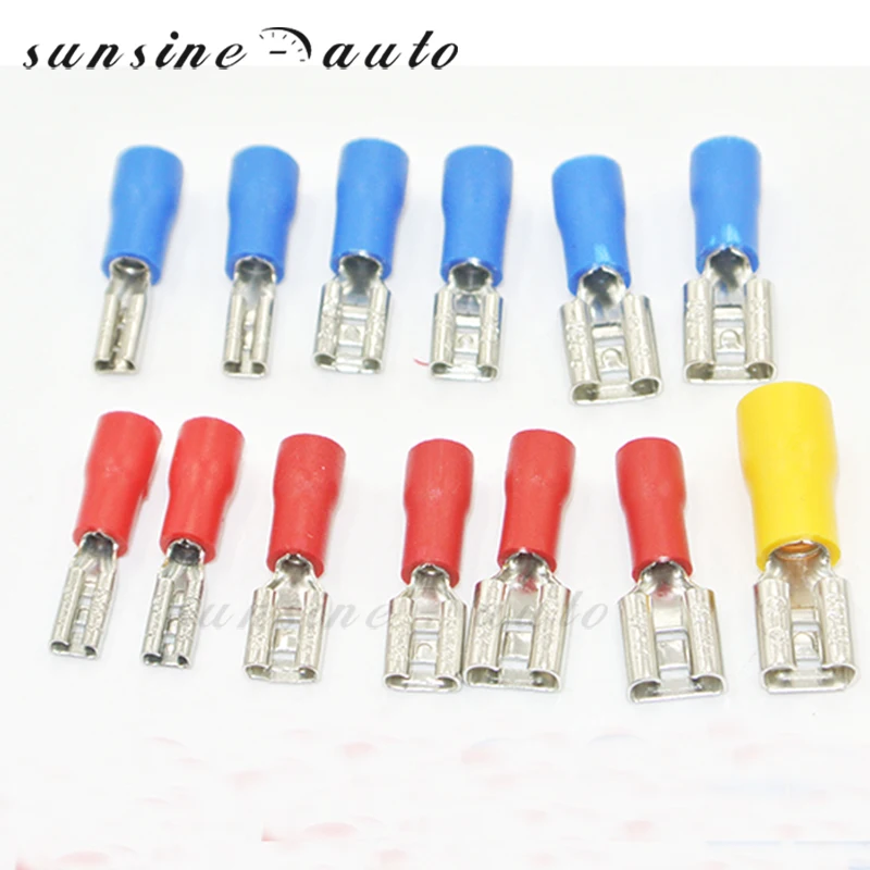 

50 pcs 2.8mm 4.8mm 6.3mm Female Insulated Electrical Crimp Terminal for 0.5-2.5mm2 22-10AWG Connectors Cable Wire Connector