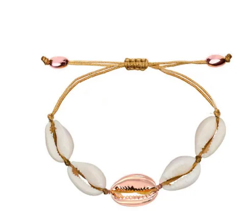 Boho puka shell веревка для браслетов, обработанная воском браслет дружбы рождественские подарки для женщин тибетские ювелирные изделия из натурального золота - Окраска металла: 10