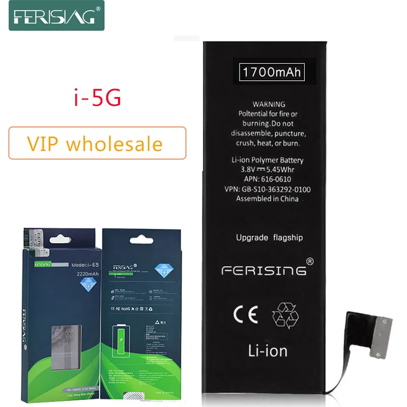 Оптовая продажа (сделано в 2020) FERISING Новый OEM телефон батарея для iPhone 5 5G