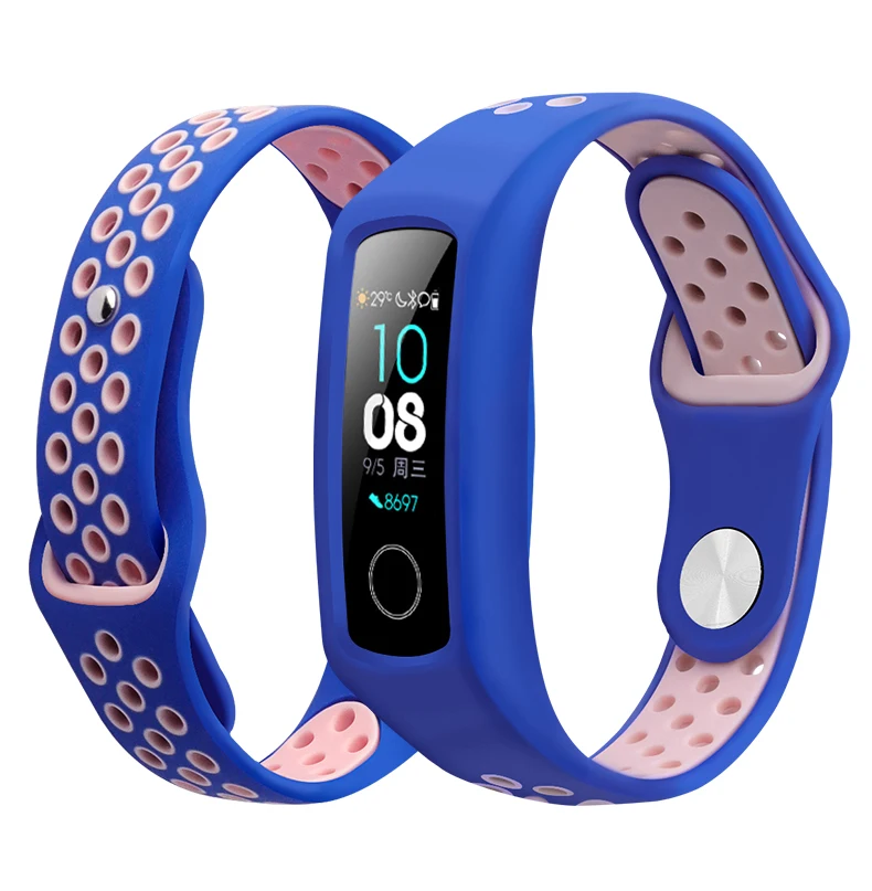 Для Huawei Honor Band 4/5 ремешок Двухцветный силиконовый браслет-футляр Сменная лента 3 Спортивный браслет Honor Band 5 ремешок для часов