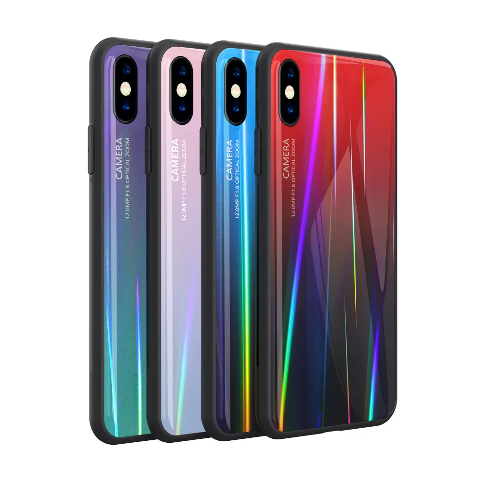 Чехол из закаленного стекла для iphone 11 2019 XS Max XR X 8 7 Plus градиентный цвет стеклянный