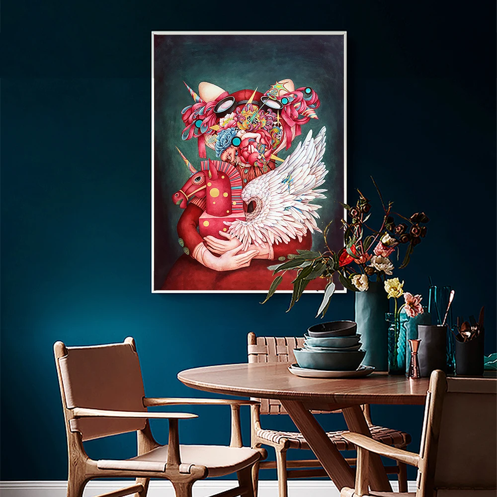 

WANGART Canvas Art Poster Print Nordic Love Unicon Oil Painting Wall Picture Living Room Bedroom Baby Room Wall Art Home decor