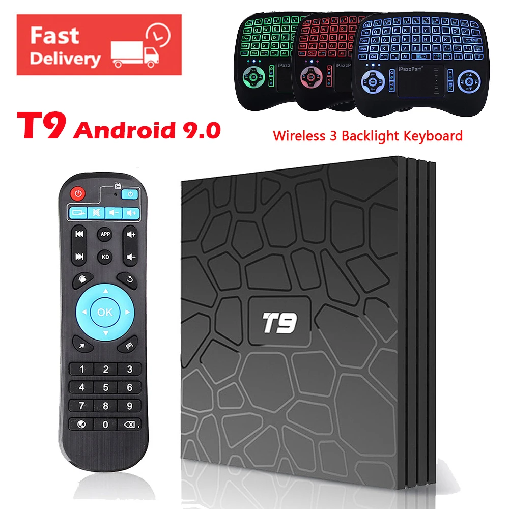 Новейшая модель T9 ТВ коробка Android 9 0 4 Гб оперативной памяти 32 встроенной RK3328 Quad Core