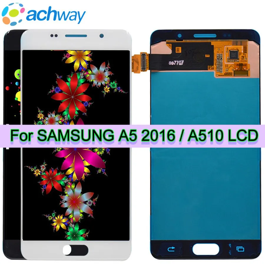 

ЖК-дисплей Super AMOLED для SAMSUNG GALAXY A5 2016 A510, сенсорный экран с дигитайзером в сборе, сменный ЖК-дисплей 5,2 дюйма для SAMSUNG A510