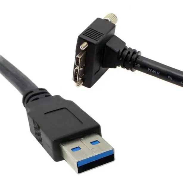 (500 шт./лот) 90 градусов вверх Угловой Micro B USB 3 0 замок винт крепление к USB3.0 A Тип