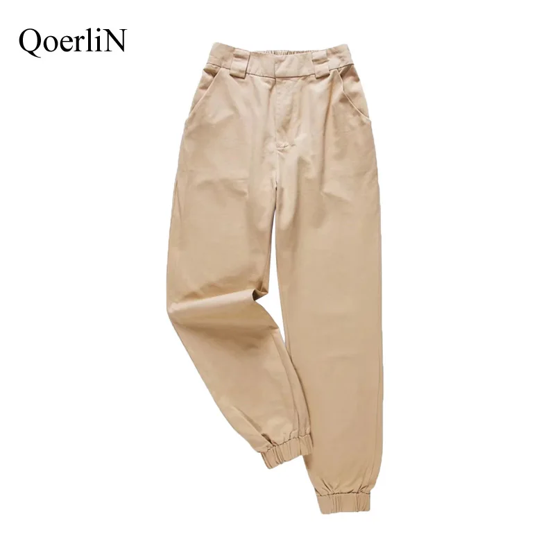 QoerliN женские брюки капри спортивные Pantalon большой Femme свободные девушка Harajuku карго