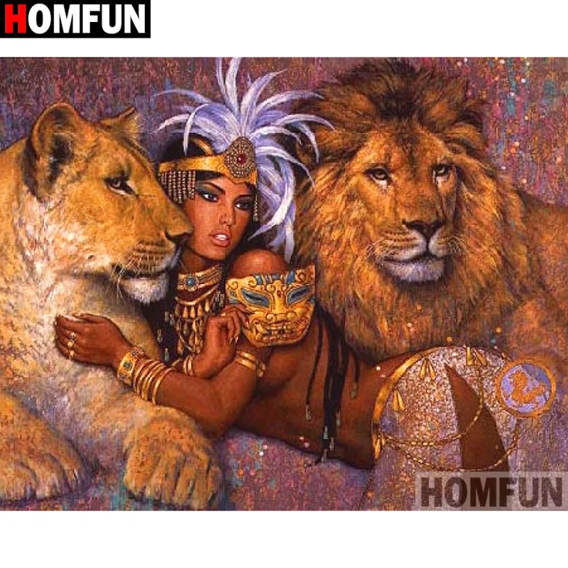Алмазная живопись HOMFUN Лев картина из квадратных/круглых страз сделай сам вышивка
