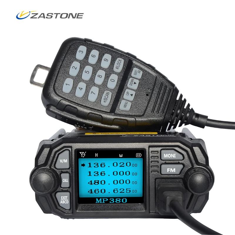 Zastone Мобильная рация MP380 VHF 136-174MHz UHF 400-480MHz 25 W/20 W Двухдиапазонная мини Автомобильная радиостанция двухстороннее радио