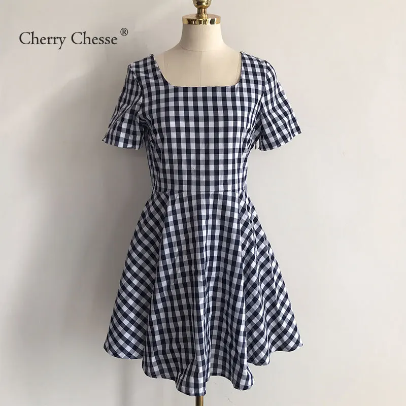 Cherry Chesse 2018 плед Женская летняя обувь платье с открытой спиной Сексуальная Лук