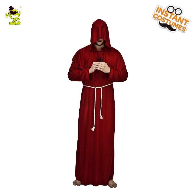 Костюм фриара для взрослых на Хэллоуин, длинное красное вечернее платье для косплея, одежда Пурим