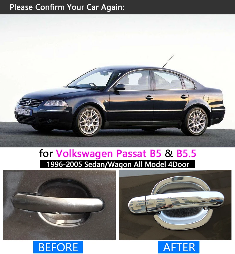 Хромированная ручка Накладка Набор для VW Passat B5 B5.5 Volkswagen Sedan Wagon 1996 1997 1998 1999 2000 2001 2002
