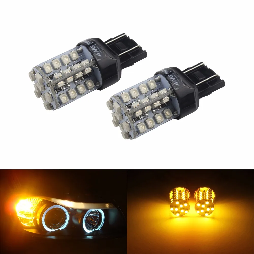 ANGRONG 2x Янтарный 7443 580 W21/5W 582 лампа 40 SMD светодиодный бокосветильник индикатор