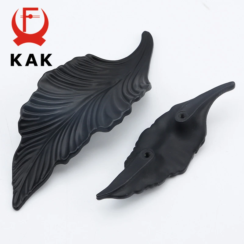 KAK 5 шт./лот новые ручки для ящика шкафа с черными золотыми листочками дверные