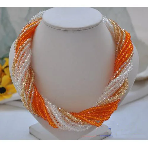 Идеальный ручной удачи Jewellery 15 строк 18 дюймов 4 мм желтый ясно граненые