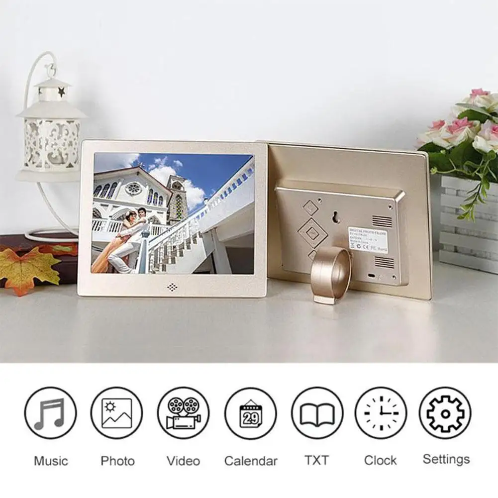 EastVita LED цифровая фоторамка 10 дюймов металлический 720P видео музыка календарь часы