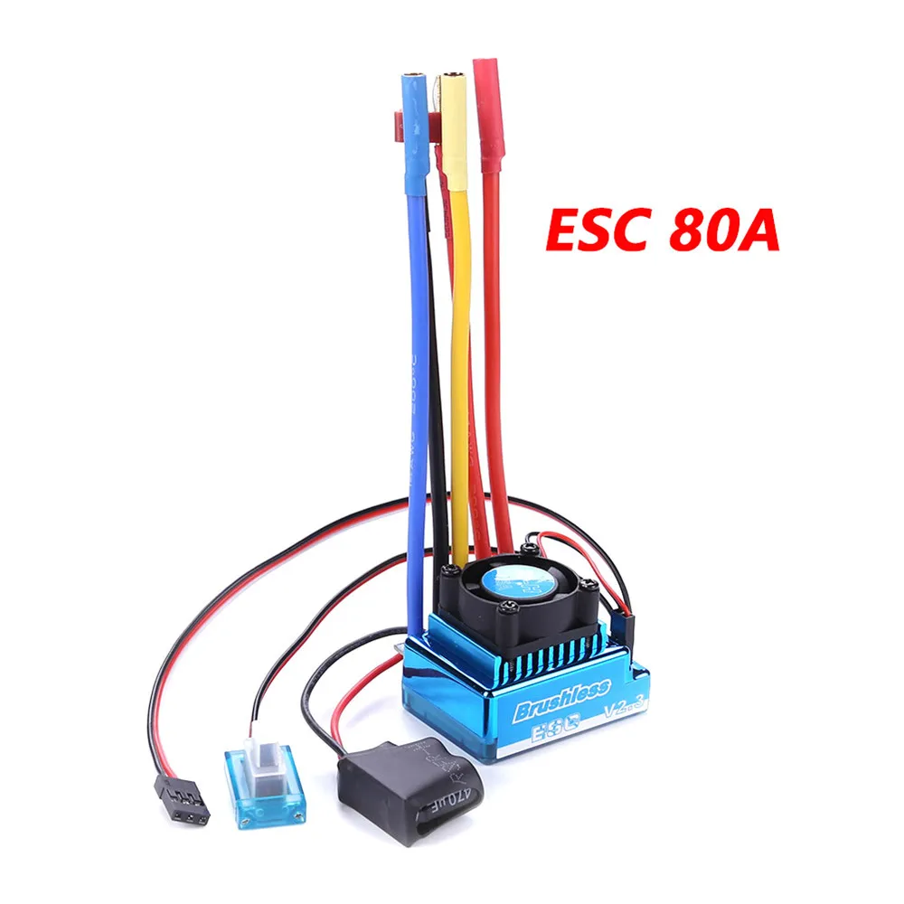 ESC 80A Водонепроницаемый 3650 3900KV бесщеточный двигатель 45A 60A 80A 120A ESC программист карты комбо набор для RC barco parte 1/10 1/12 RC автомобиль грузовик - Цвет: ESC 80A