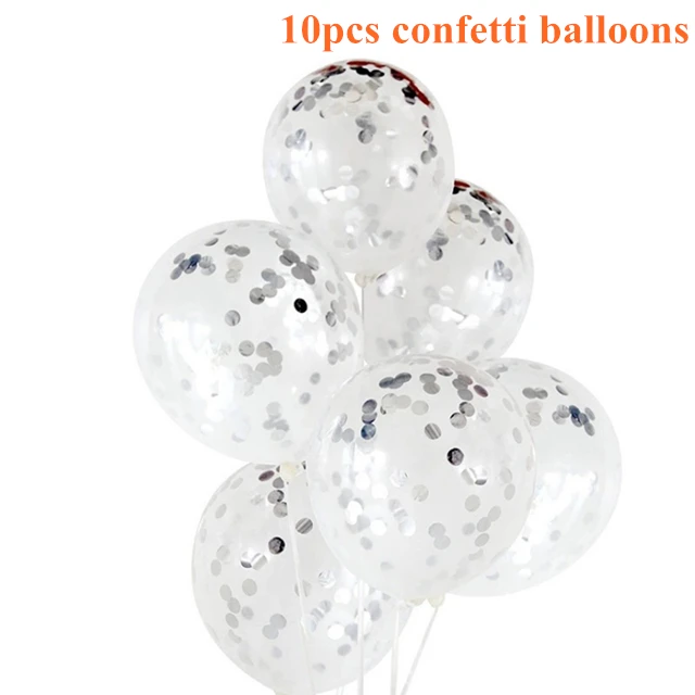 10pcs Silver 10 шт. 12 дюймов прозрачный воздушный шар "Конфетти" розовое золото латексные конфетти шар с днем рождения воздушный шар Свадебные украшения вечерние принадлежности - Цвет: 10pcs Silver