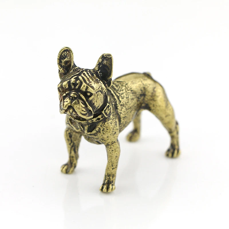 Figurines Dog Ornament Brass Miniature Statue Decoration Bulldog Display Decors Accessories Home Vintage Animal | Дом и сад