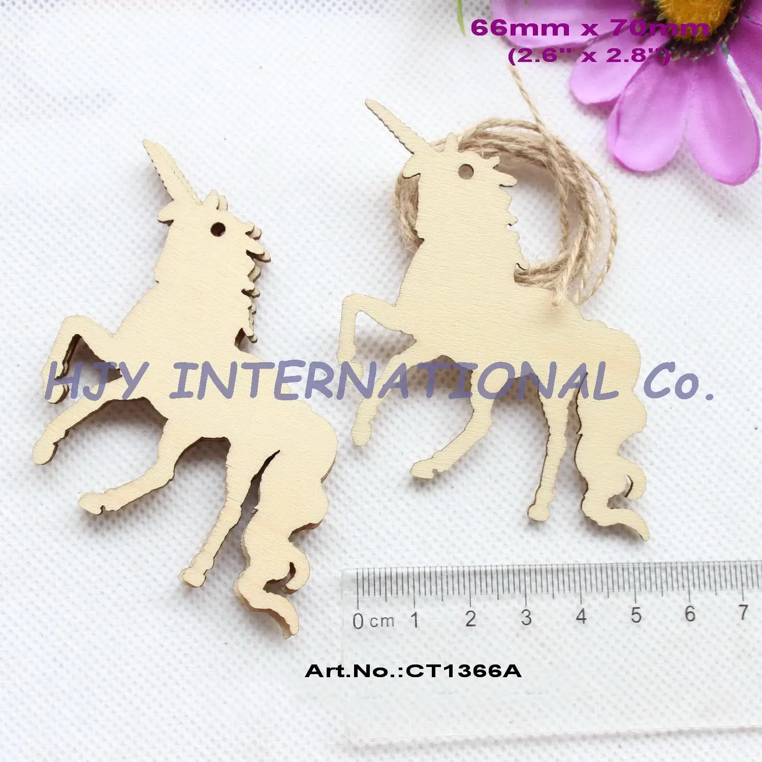 

(14pcs/lot) 70mm Natural Blank Wooden Unicorn Oraments Rustic Wood Tags Craft Supplies 2.8"-CT1366A