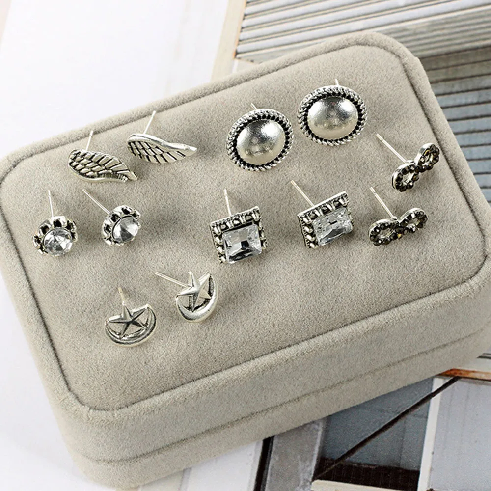 Liuyuwei Punk 6 Pairs Pack Set Brincos Mixed Stud Earrings For Women Angel Wings Ear Studs Fashion Jewelry Wholesale YW4844 | Украшения и