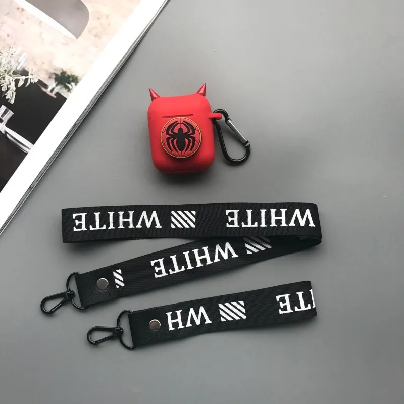 red(no doll) ТПУ силиконовый чехол с человеком-пауком для Apple Airpods, Bluetooth, беспроводной чехол для наушников, Капитан Америка, Бэтмен, Airpods, зарядная сумка - Цвет: red(no doll)