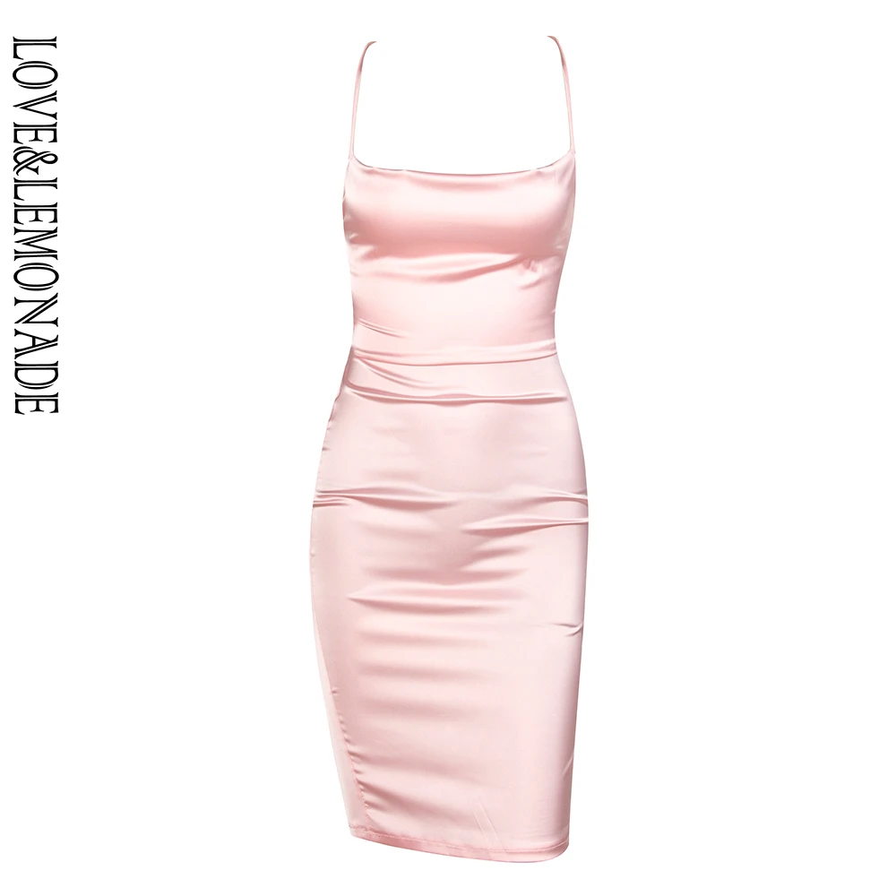 LOVE & LEMONADE сексуальный розовый рукав открытая спина ремень светоотражающий