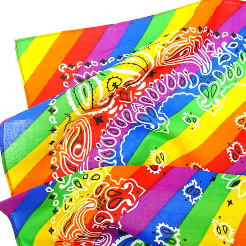 

Rainbow Stripes Paisley Floral Women Girl Cotton Pocket Square Scarf Cute Rabbit Ear Headband Bandana Hip-Hop Wristband Neck Tie