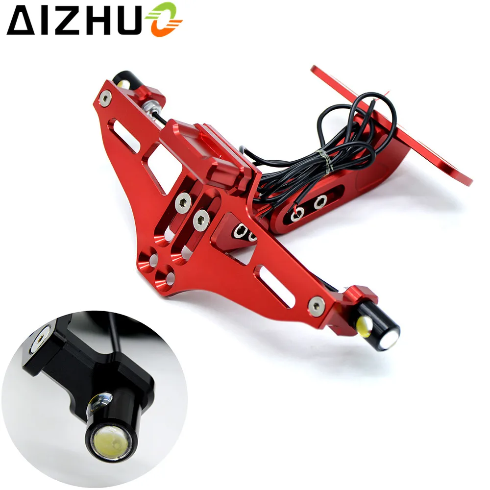 Universal Motorcycle Registration License Plates Holder With Led Light Motorbike CNC Aluminum Number Plate For Honda Suzuki | Автомобили и