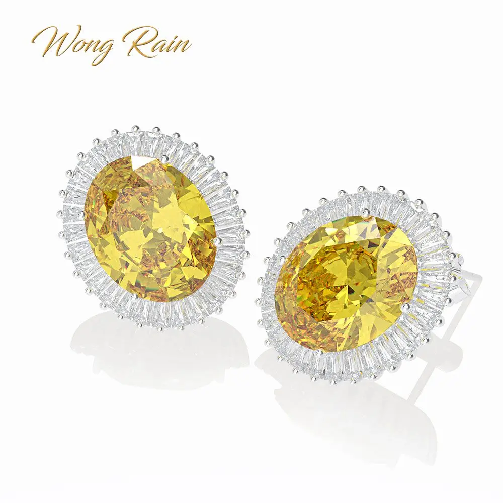 Серьги-гвоздики Wong Rain из 100% серебра 925 пробы с розовым сапфиром овальной огранки