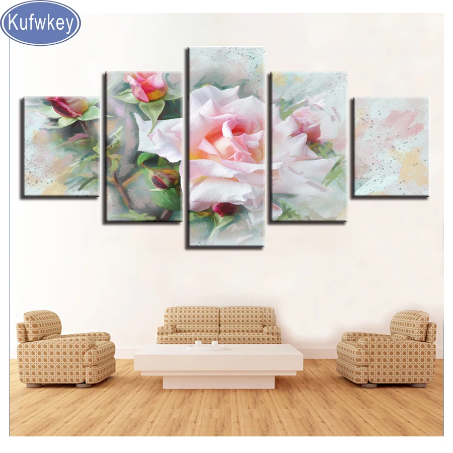 

New arrival diamond painting rose 5pcs Paintings,flower,puzzle 5d toy,Diamond Embroidery sale,3d Cross-Stitch,kits,home decor