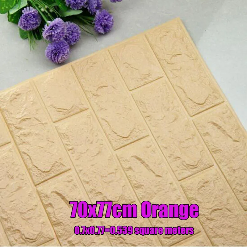 70x77 см DIY 3D оранжевые настенные наклейки PE Foam Safty домашний декор Обои Настенный