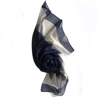 Navy Blue CoolCheer новые шелковые шарфы элегантные шелковые женские шарфы сшитые золотые шелковые шарфы длинная мягкая шаль шарф из органзы - Цвет: Navy Blue