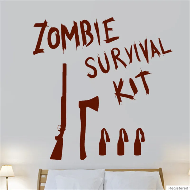 

Zombie Survival Kit Game Film Cool Wall Art Stickers Decals Vinyl Home Room Deco Wall Stickers Decorative Art #M232