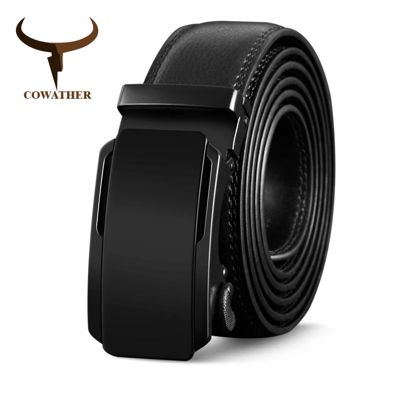 

COWATHER High Quality Cow Genuine Leather Belts for Men New Arrival Automatic Buckle Male Strap Metal Buckle Cowhide Men Belt