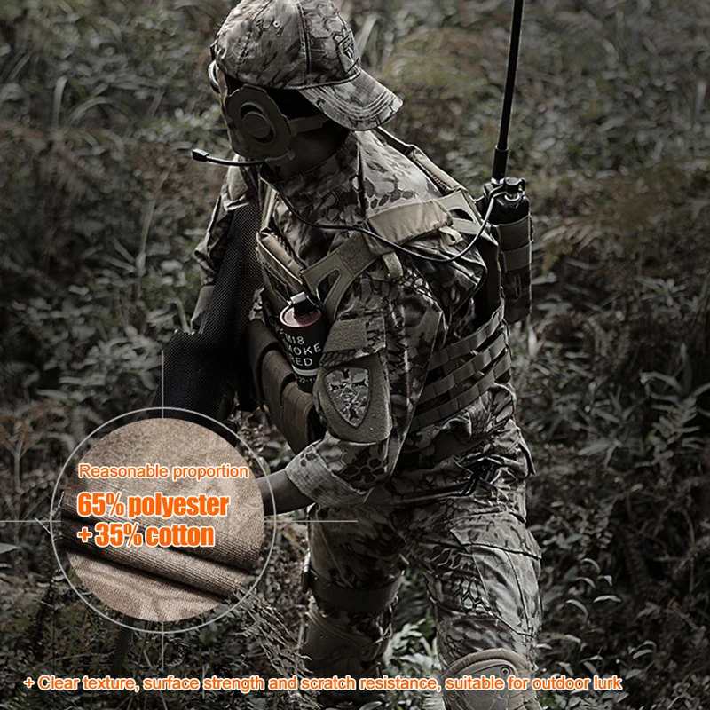 CQB Военная Камуфляжный костюм куртка Для мужчин охота одежда армии США