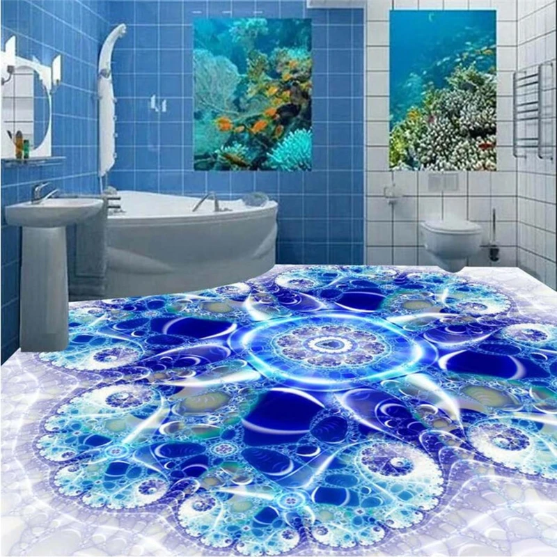 

beibehang Custom 3d floor creative blue ocean foam 3D stereo floor wallpaper decorative painting
