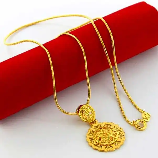 New Arrival Fashion 24K GP Gold Plated Necklace Mens & Women Yellow Golden Jewelry Free Shipping YHDN034|necklace peacock|necklace yellownecklace