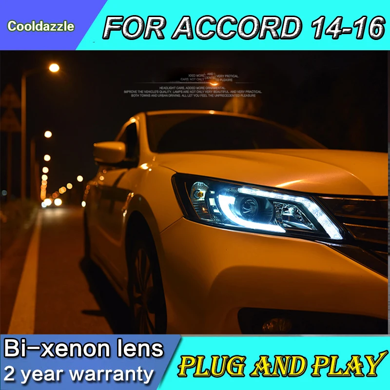 Для Honda Accord Светодиодные ленты фара Биксеноновые линзы прожекторного типа 20142015