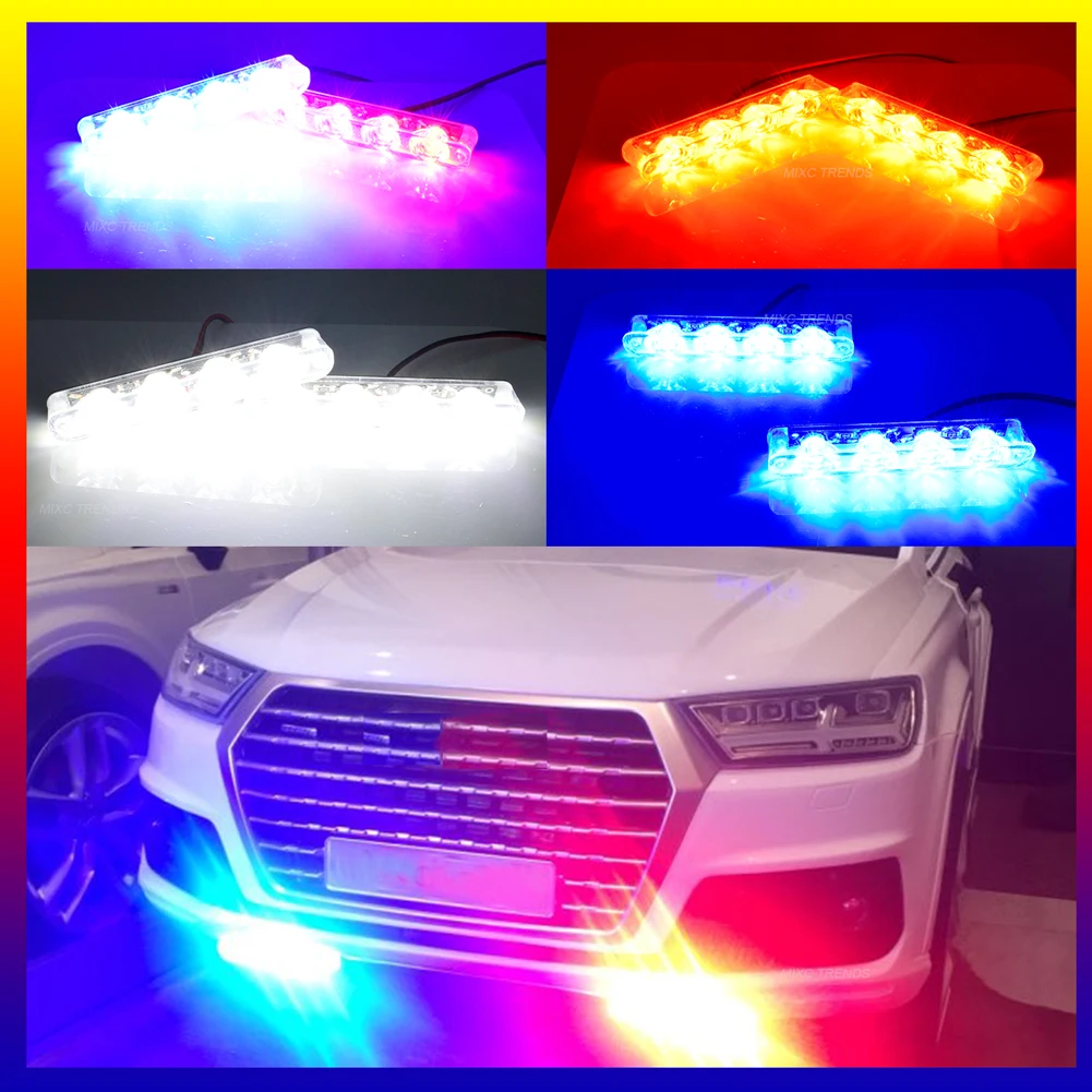 2x4 светодиодный мигает полиция светильник 12V 8W фары для автомобилей Грузовик