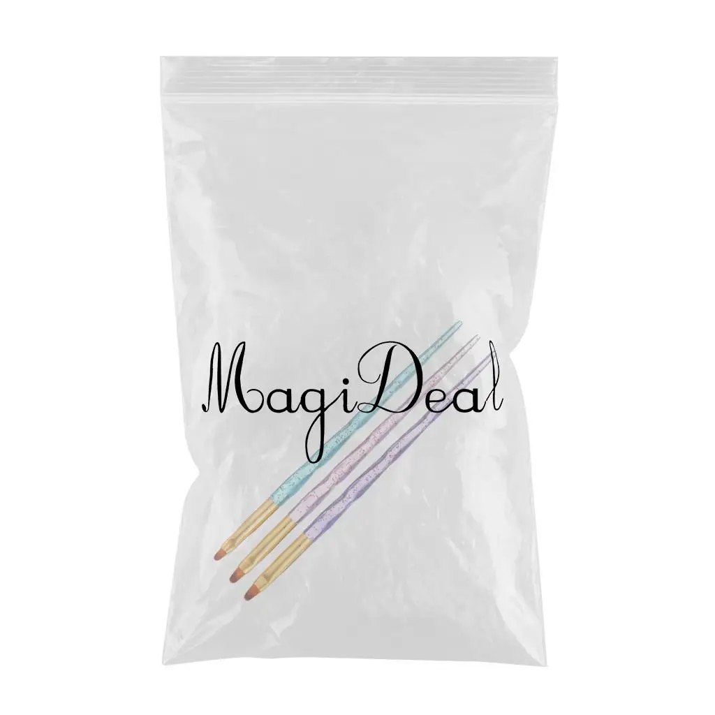 3-Packs плоская УФ-Гелевая щетка акриловые кисти для ногтей Nail Art Tips Builder кисть для разрисовывания ногтей набор ручек