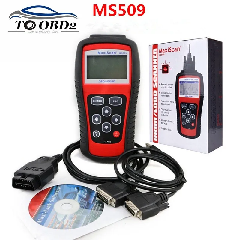 Лучшее качество Профессиональный Авто OBD2 считыватель кодов MS 509 считыватель кодов OBD 2 II сканер PK MS509 работает для многих автомобилей
