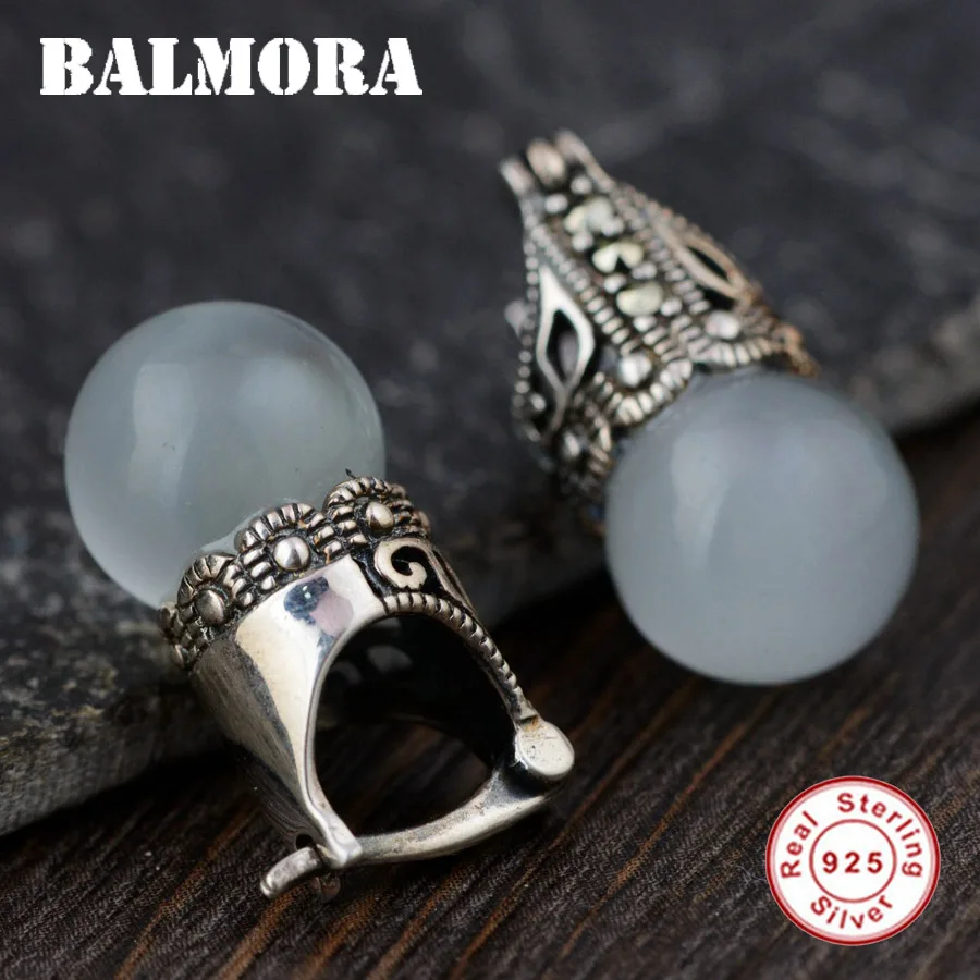 Женские серьги в стиле ретро BALMORA клипсы с опалом из 100% натурального серебра