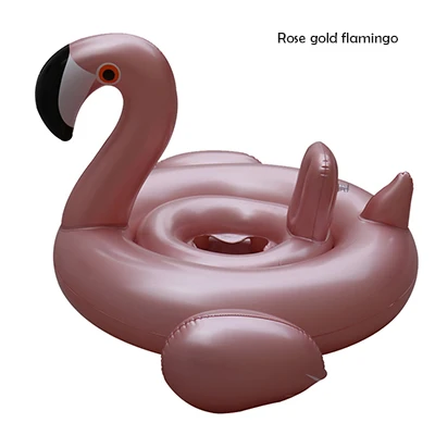 Rose golden Фламинго Единорог форма детские надувной для бассейна детское сиденье Лето воды забавная игрушка Дети Laps плавательный кольцо от 0 до 4 лет - Цвет: Rose golden