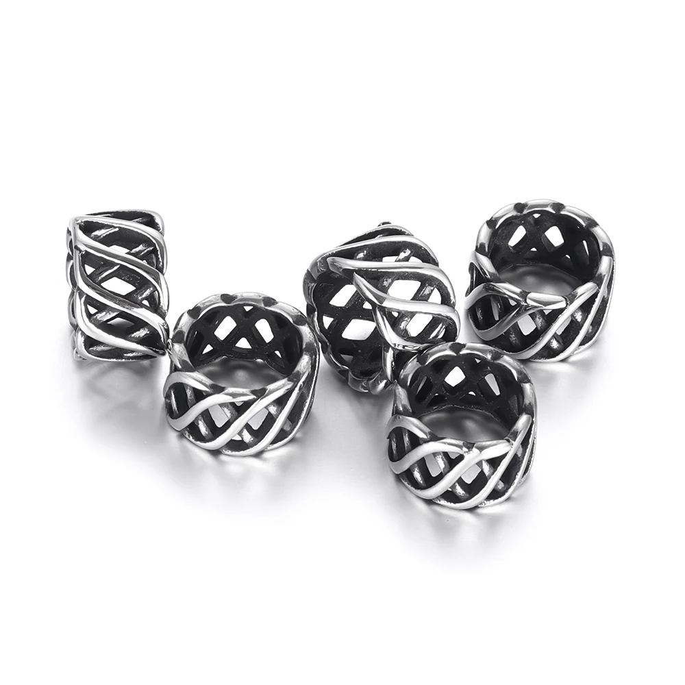 4 шт из нержавеющей стали для бисера бусины с большим отверстием полые чернеют
